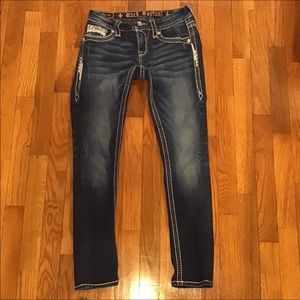 NEW Women’s Rock Revival Ankle Skinny Jeans Sz 26 Dark Wash Bling